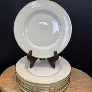 Theodore Haviland Gramercy Bread Plates Set of 7 Gold Trim Porcelain 6.25"